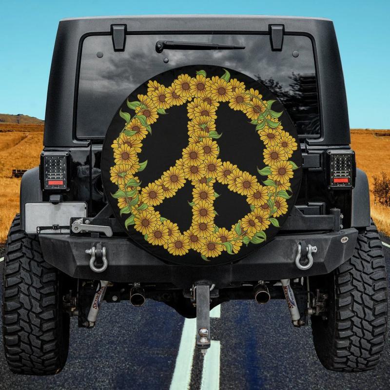 Load image into Gallery viewer, Flower Ladies Power Peace Hippie 60s 70s Women Spare Tire Cover Thickening Leather Universal
