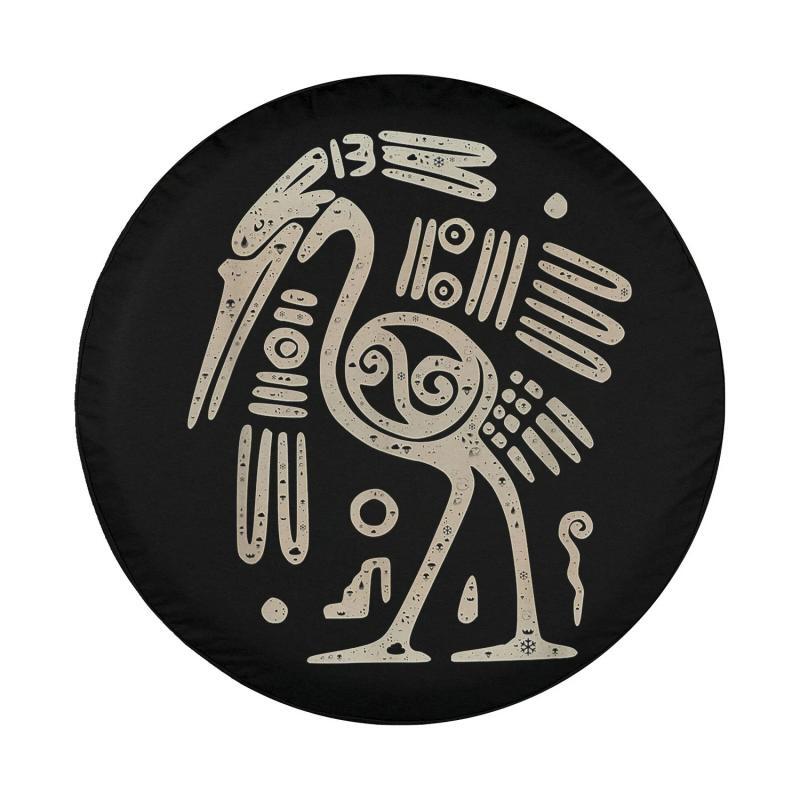 Load image into Gallery viewer, Mayan Indian Heron Crane Ancient Tribal Abstract Bird Style Spare Tire Cover Thickening Leather Universal
