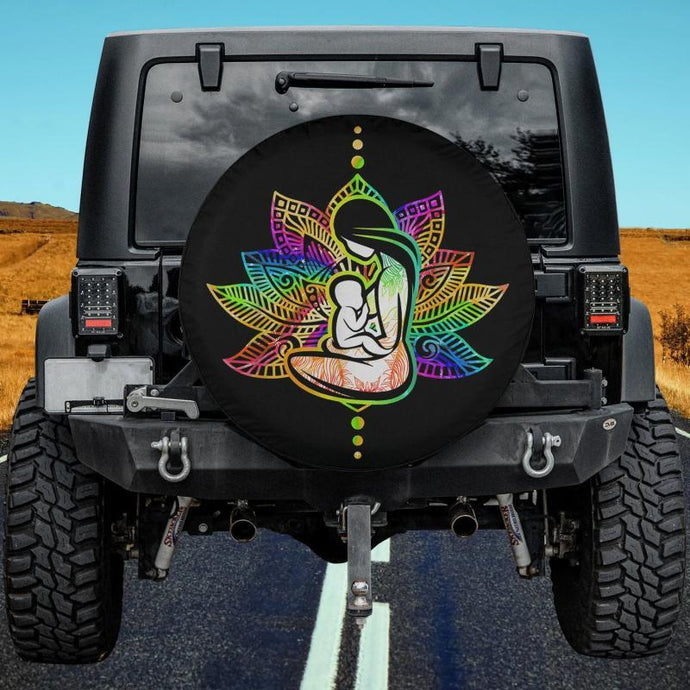 Doula Flower Floral Birth Coach Spare Tire Cover Thickening Leather Universal Fit for Jeep, Trailer, RV, SUV, Truck, Personalized Gift