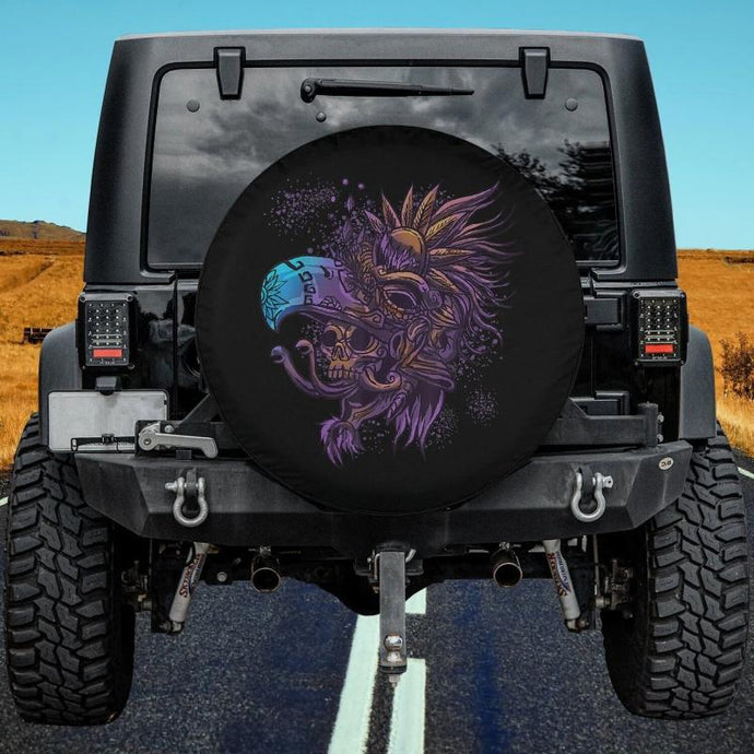 Aztec Skull Cool Death's Head Skeleton Inca Maya Spare Tire Cover Thickening Leather Universal