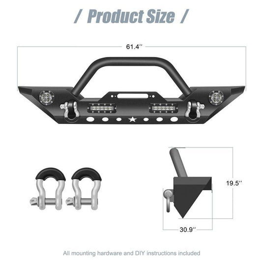 Front Bumper with LED Lights Fits 07-18 Jeep Wrangler JK