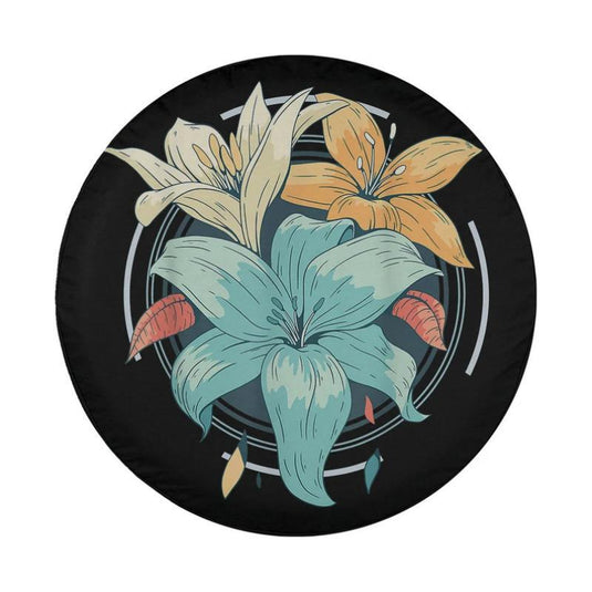 Amaryllis Flower Type Florist Garden Spare Tire Cover Thickening Leather Universal Fit for Jeep, Trailer, RV, SUV, Truck, Personalized Gift