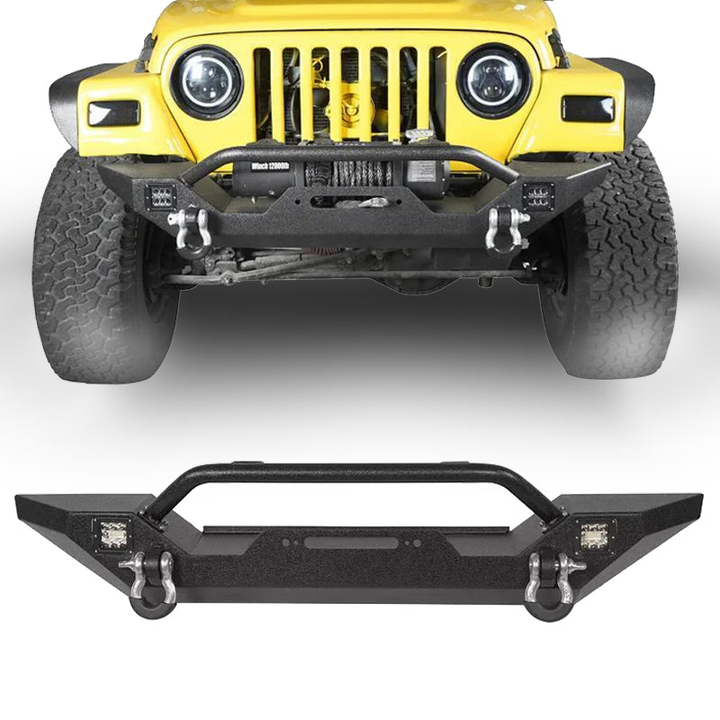 Load image into Gallery viewer, Front Bumper w/ Winch Plate &amp; LED Light for 97-06 Jeep Wrangler TJ
