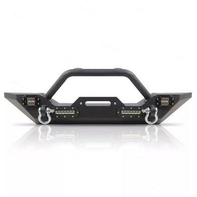 Front Bumper W/ D-Rings & Led Lights Winch Plate For 87-06 Jeep Wrangler YJ