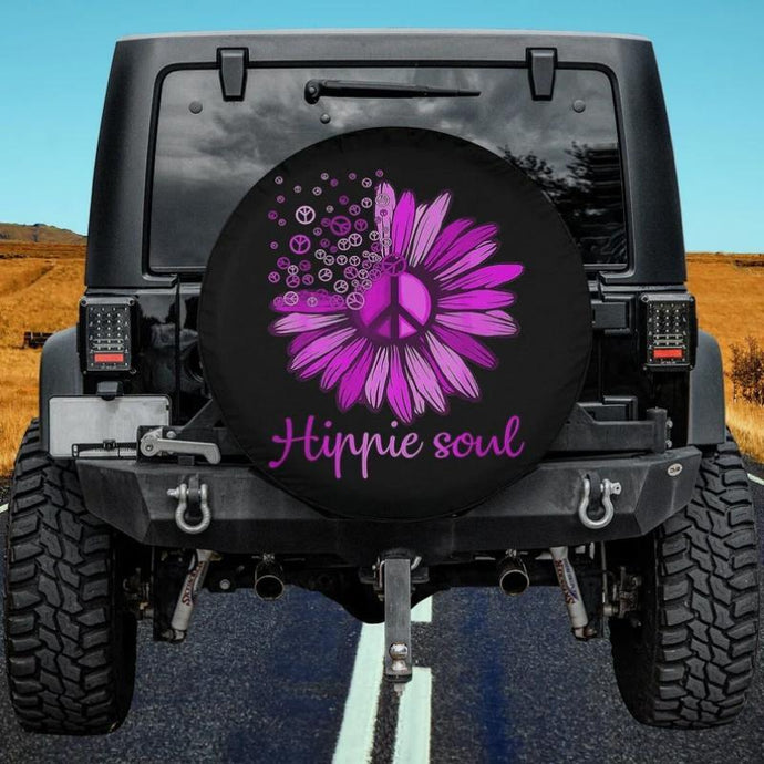 Flower Peace Love Happy Soul Spare Tire Cover Thickening Leather Universal -II