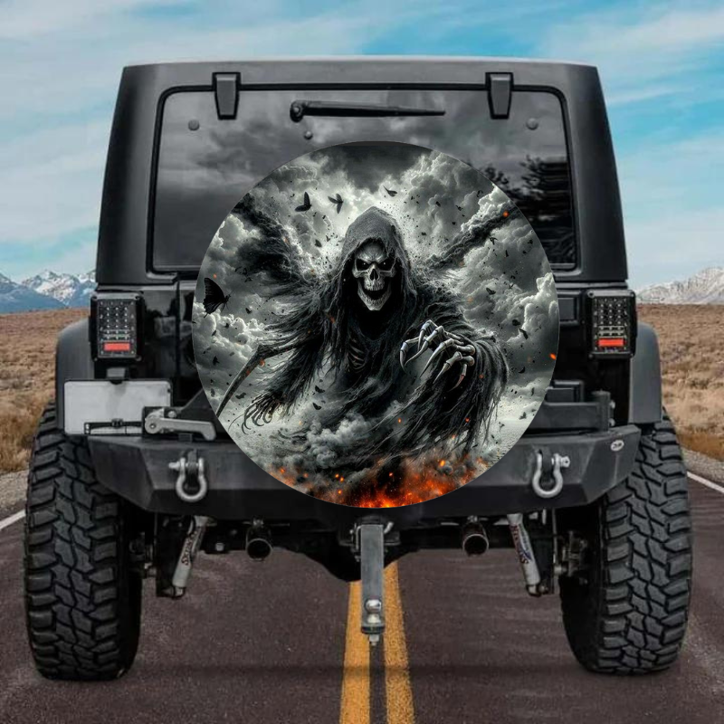 Load image into Gallery viewer, Reaper design spare tire cover thickened leather universal
