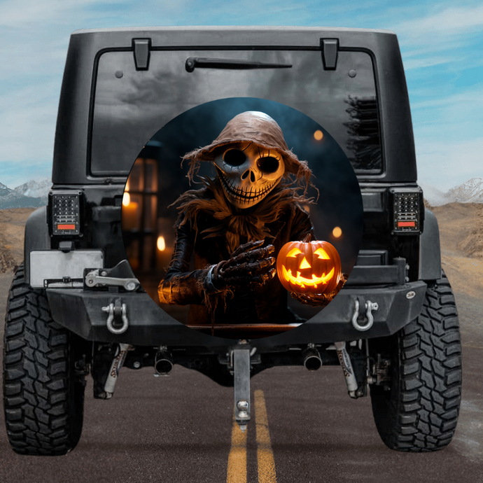 New skull design spare tire cover thickened leather universal - Pumpkin Skeleton