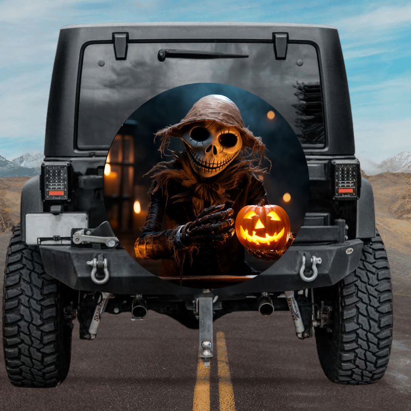 Load image into Gallery viewer, New skull design spare tire cover thickened leather universal - Pumpkin Skeleton
