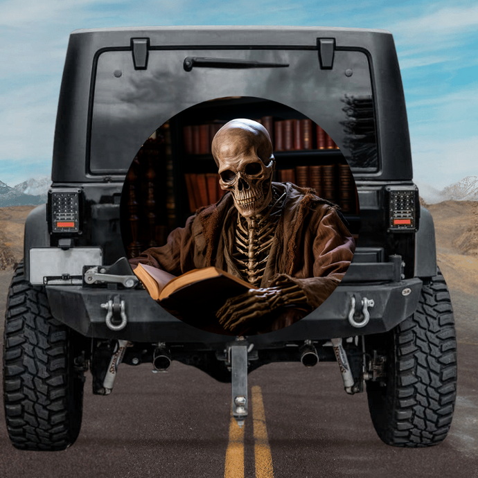 New skull design spare tire cover thickened leather universal - Skeleton reading