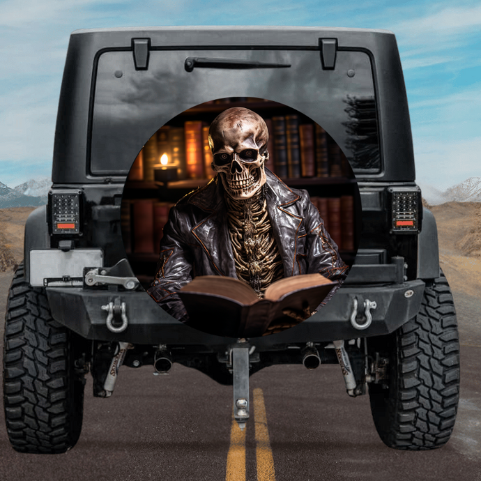 New skull design spare tire cover thickened leather universal - Skeleton reading Ⅱ