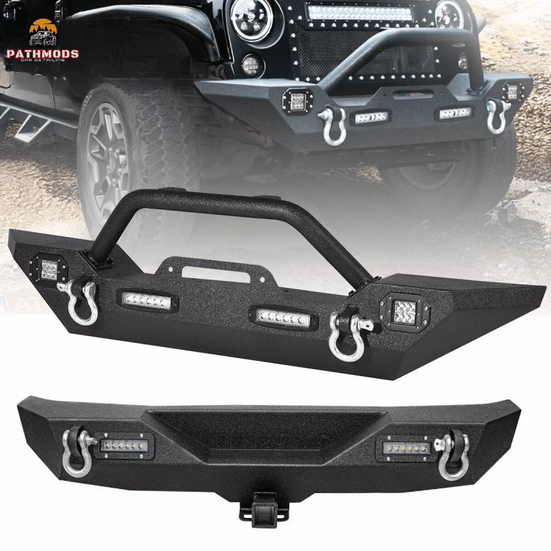 Load image into Gallery viewer, Front/Rear Bumper Combo For 07-18 Jeep Wrangler JK / Winch Plate LED Lights
