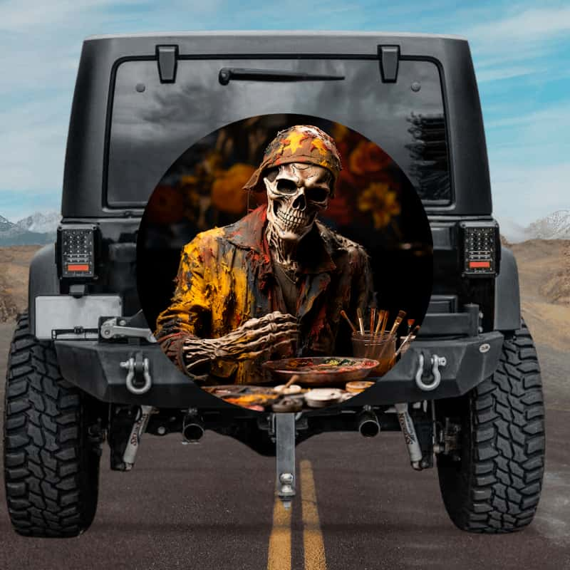 Load image into Gallery viewer, New skull design spare tire cover thickened leather universal - Skeleton Painter Ⅱ
