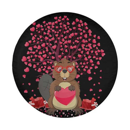 Beaver Animal Lover Funny Beaver Valentine's Day Spare Tire Cover Thickening Leather Universal