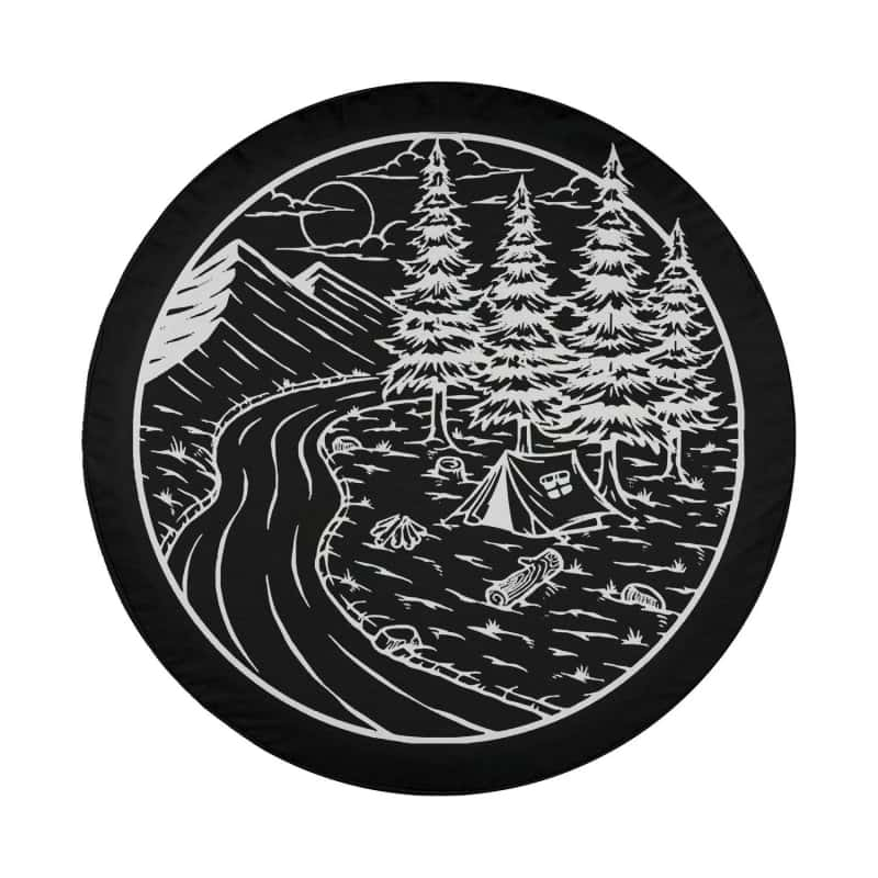 Load image into Gallery viewer, Camping in the Forest-Nature Lover Illustration-Hiking and Outdoor Camping Art Spare Tire Cover Thickening Leather Universal
