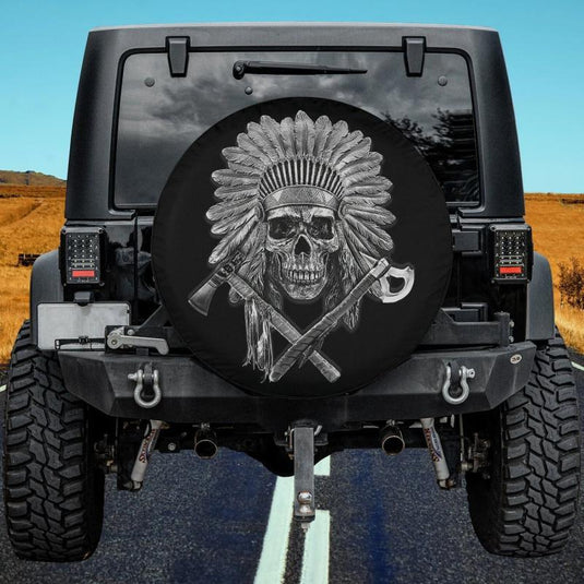 Native American Chief Pipe Skull Eternal Spirit Spare Tire Cover Thickening Leather Universal