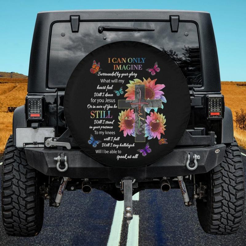 Load image into Gallery viewer, Only Imagine Faith Butterfly Jesus Christian Bible Verse God Spare Tire Cover Thickening Leather Universal
