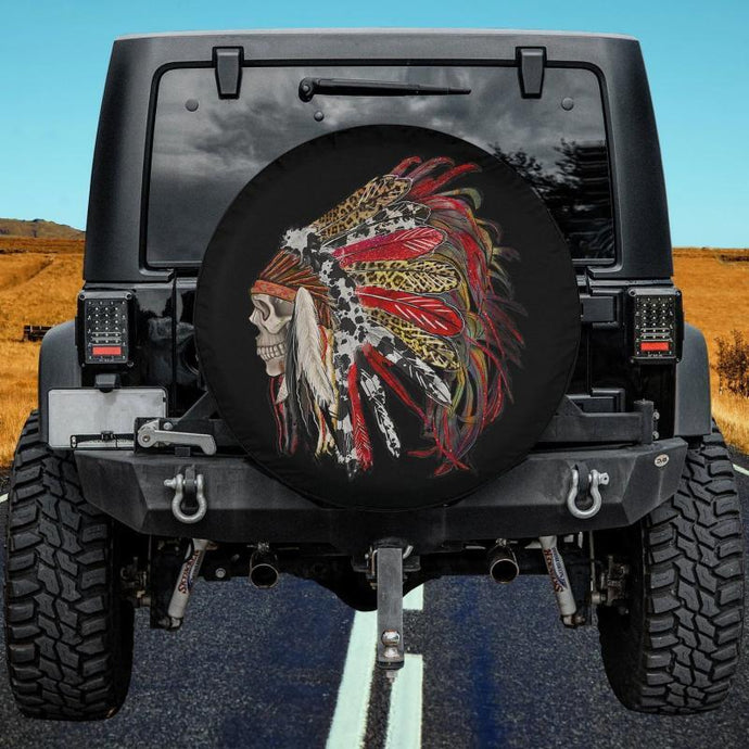 Indian Feather Headdress Western Native American Chief Skull Spare Tire Cover Thickening Leather Universal