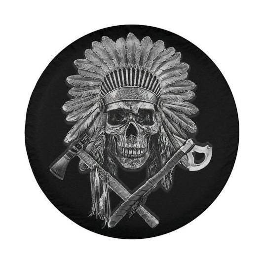 Native American Chief Pipe Skull Eternal Spirit Spare Tire Cover Thickening Leather Universal