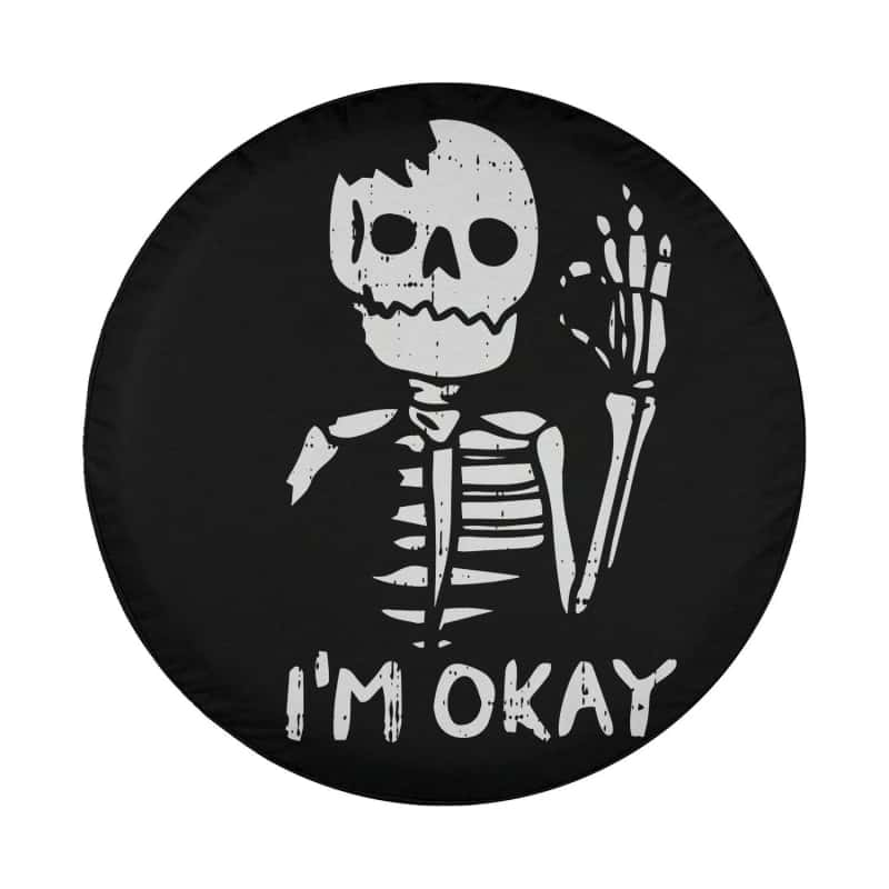 Load image into Gallery viewer, Im Okay Funny Halloween Costume Broken Skeleton Skull Spare Tire Cover Thickening Leather Universal
