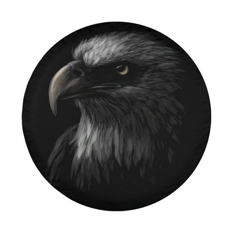 Load image into Gallery viewer, Cute Bald Eagle Head Black Art For Lovers Eagles Birds Spare Tire Cover Thickening Leather Universal
