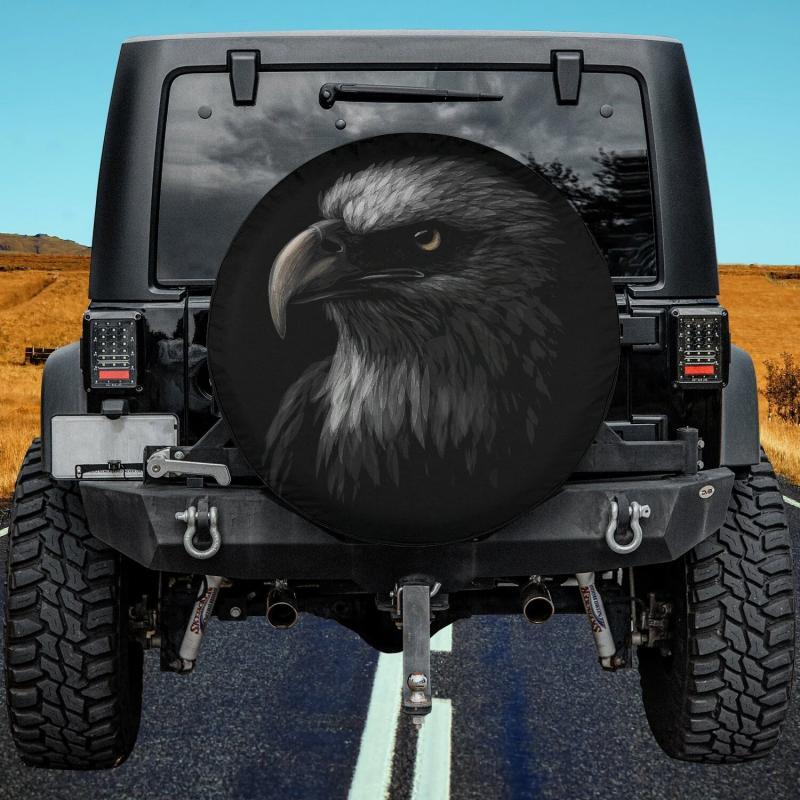 Load image into Gallery viewer, Cute Bald Eagle Head Black Art For Lovers Eagles Birds Spare Tire Cover Thickening Leather Universal
