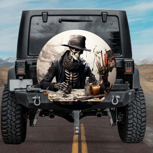 New skull design spare tire cover thickened leather universal - Skeleton Painter Ⅳ