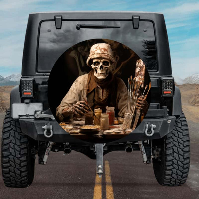 New skull design spare tire cover thickened leather universal - Skeleton Painter Ⅴ