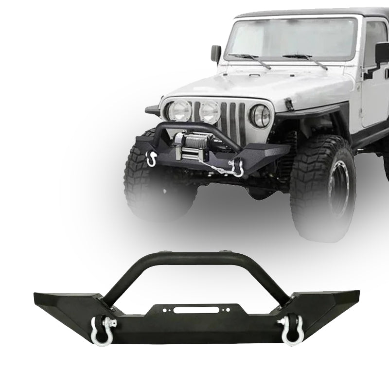 Load image into Gallery viewer, Front Bumper  W/ Winch Plate D-Rings Rock Crawler For Jeep Wrangler 87-06 YJ
