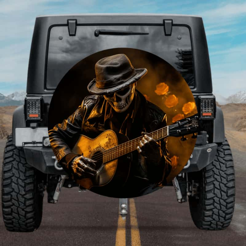 Load image into Gallery viewer, New skull design spare tire cover thickened leather universal - Skeleton guitarist Ⅶ
