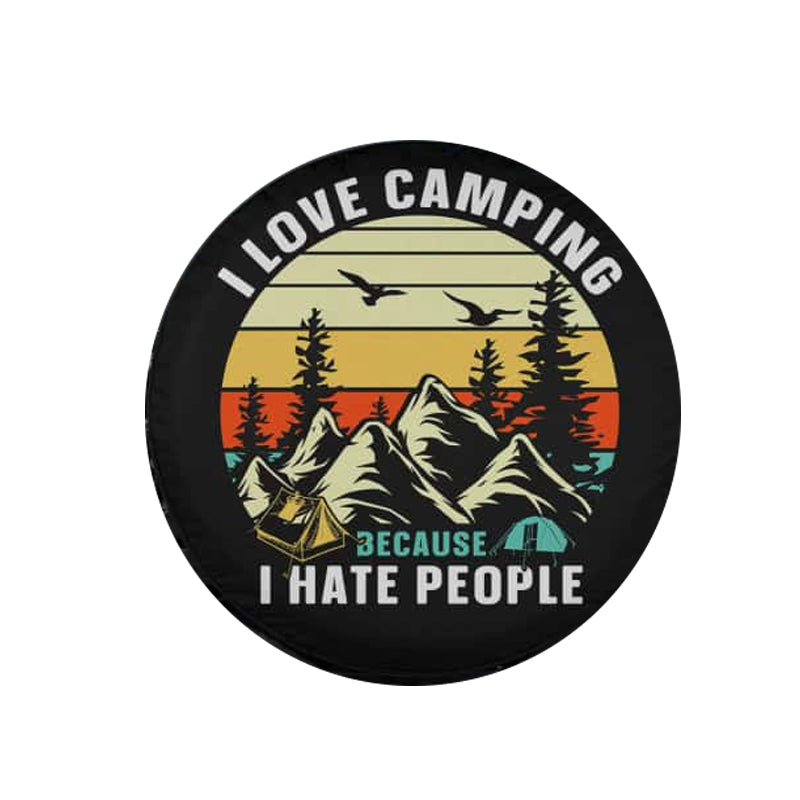 Load image into Gallery viewer, I Love Camping Because I Hate People Spare Tire Cover Thickening Leather Universal
