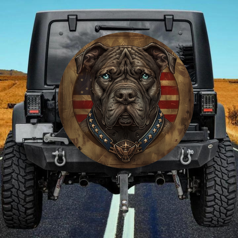 Load image into Gallery viewer, American Flag Dog 10 Spare Tire Cover
