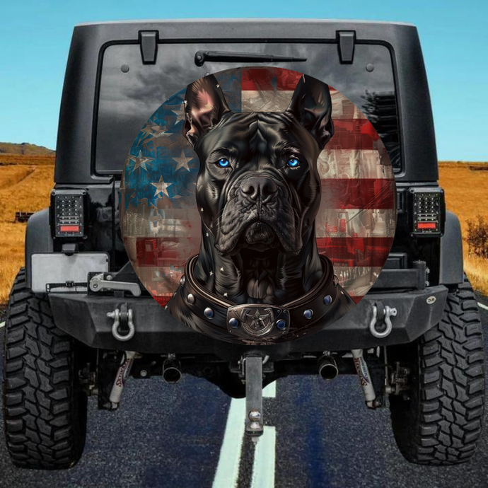 American Flag Dog 12 Spare Tire Cover