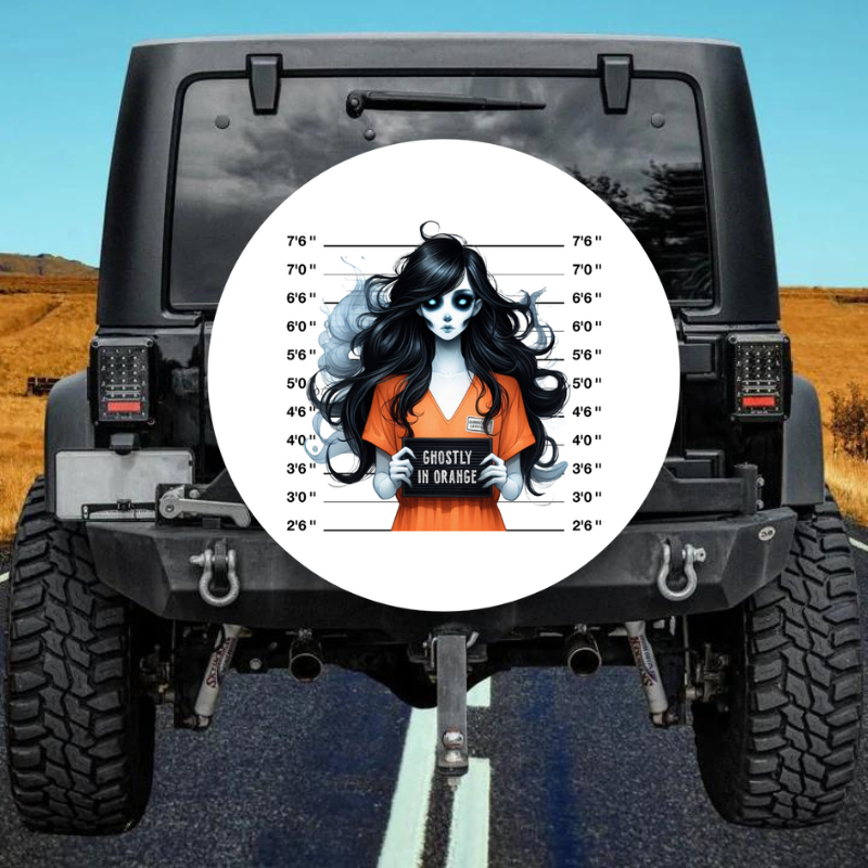 Load image into Gallery viewer, GHOSTLY IN ORANGE spare tire cover thickened leather universal
