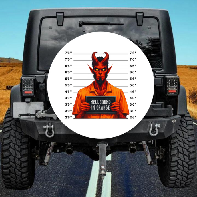 HELLBOUND IN ORANGE spare tire cover thickened leather universal