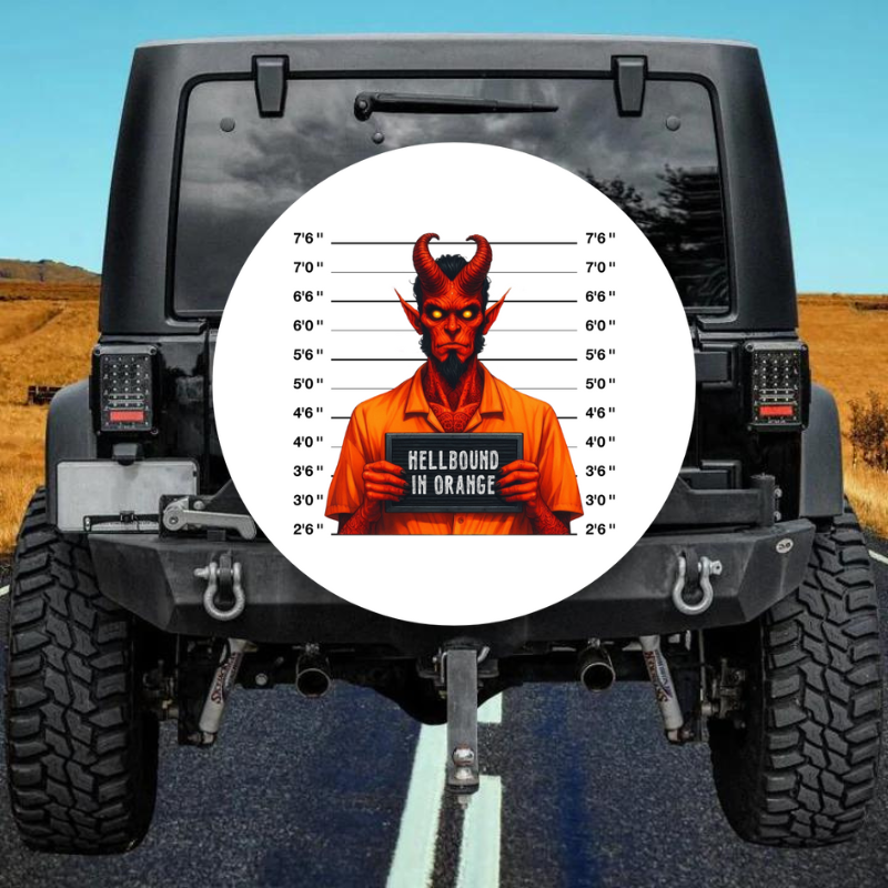 Load image into Gallery viewer, HELLBOUND IN ORANGE spare tire cover thickened leather universal
