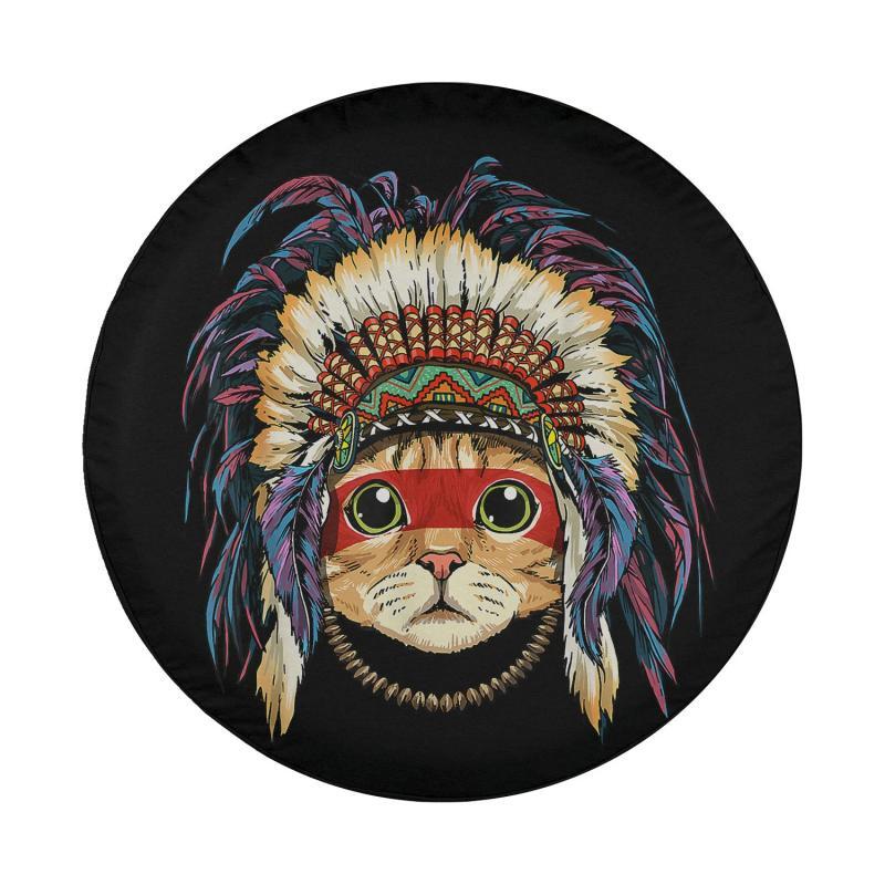 Load image into Gallery viewer, Native Indian Cat Native American Indian Cat Lovers Spare Tire Cover Thickening Leather Universal
