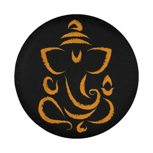 Yoga Hindu Indian Meditation Deepavali Diwali Rangoli Ganesh Spare Tire Cover Thickening Leather Universal