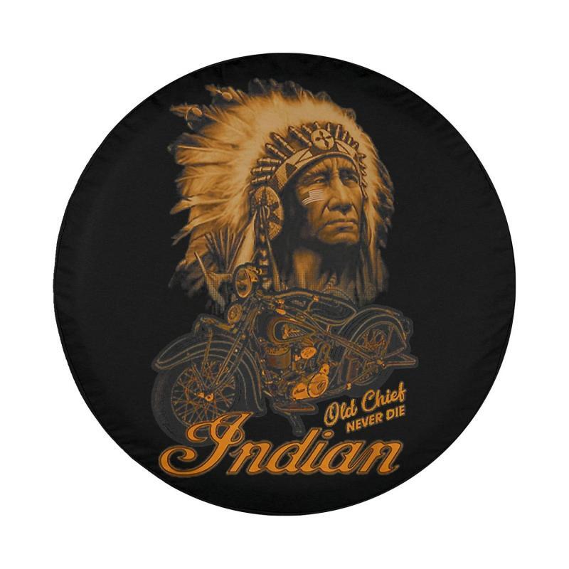 Load image into Gallery viewer, Old Chief Never Die Indian Native Pride Motorcycle Spare Tire Cover Thickening Leather Universal
