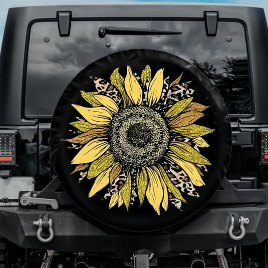 Boho Yellow Sunflower Spare Tire Cover