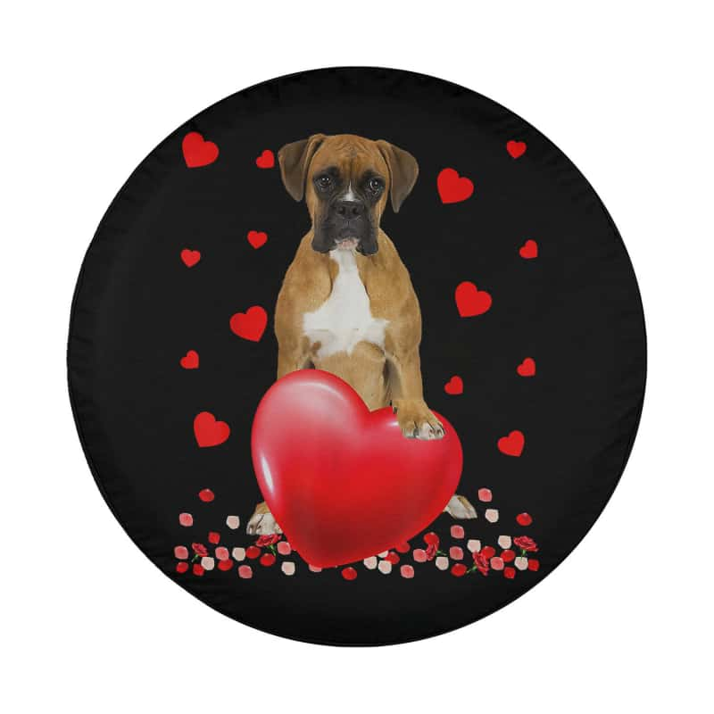 Load image into Gallery viewer, Cute Love Hearts Boxer Dog Valentines Puppy Lover Spare Tire Cover Thickening Leather Universal
