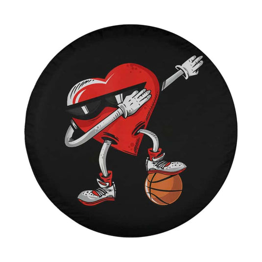 Boy Valentines Day Basketball Heart Dab Dance Sunglasses Spare Tire Cover Thickening Leather Universal