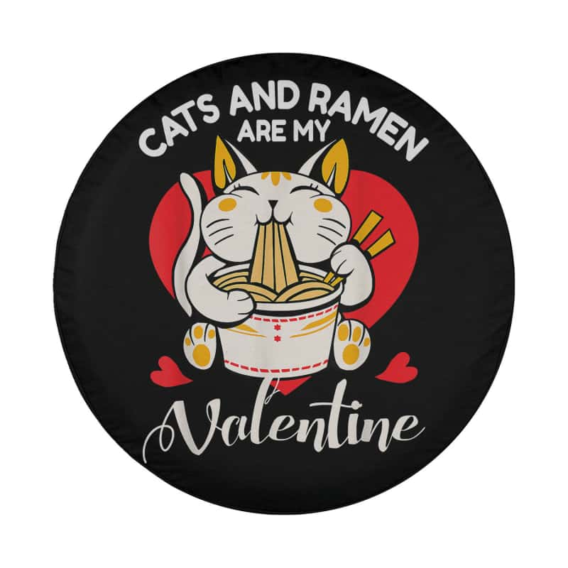 Load image into Gallery viewer, Cat Heart Ramen Kawaii Japanese Food Valentines Day Spare Tire Cover Thickening Leather Universal
