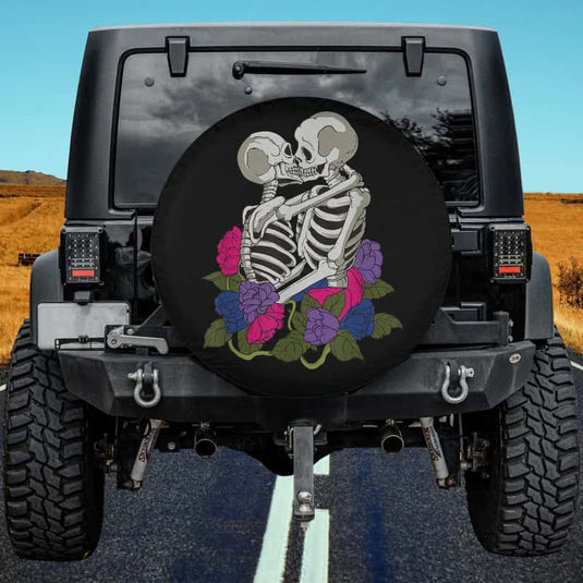 Bisexual Skeleton Bi Pride Flag Color LGBTQ Queer Spare Tire Cover Thickening Leather Universal