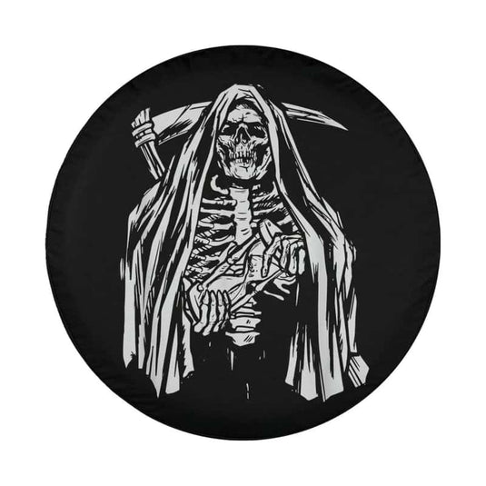 Grim Reaper Skeleton With Hourglass Spare Tire Cover Thickening Leather Universal