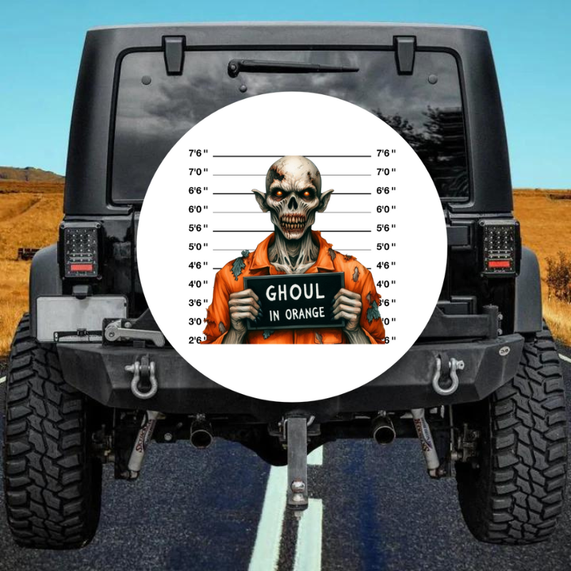 Load image into Gallery viewer, GHOUL IN ORANGE spare tire cover thickened leather universal
