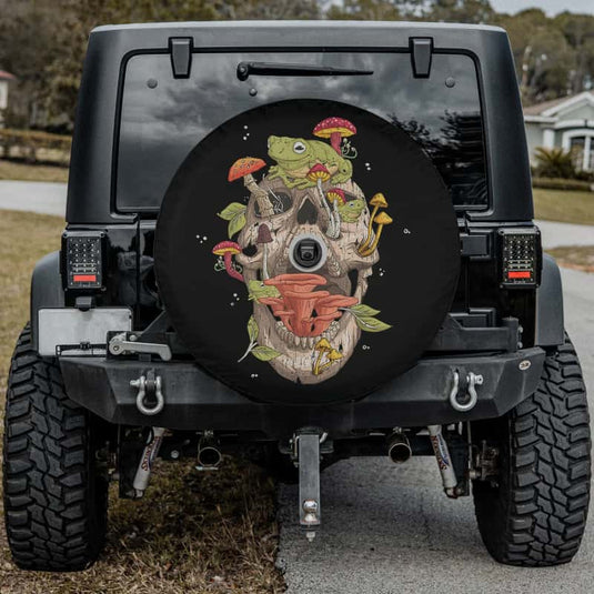 Cottagecore frog Skull Mushroom Collector Spare Tire Cover Thickening Leather Universal