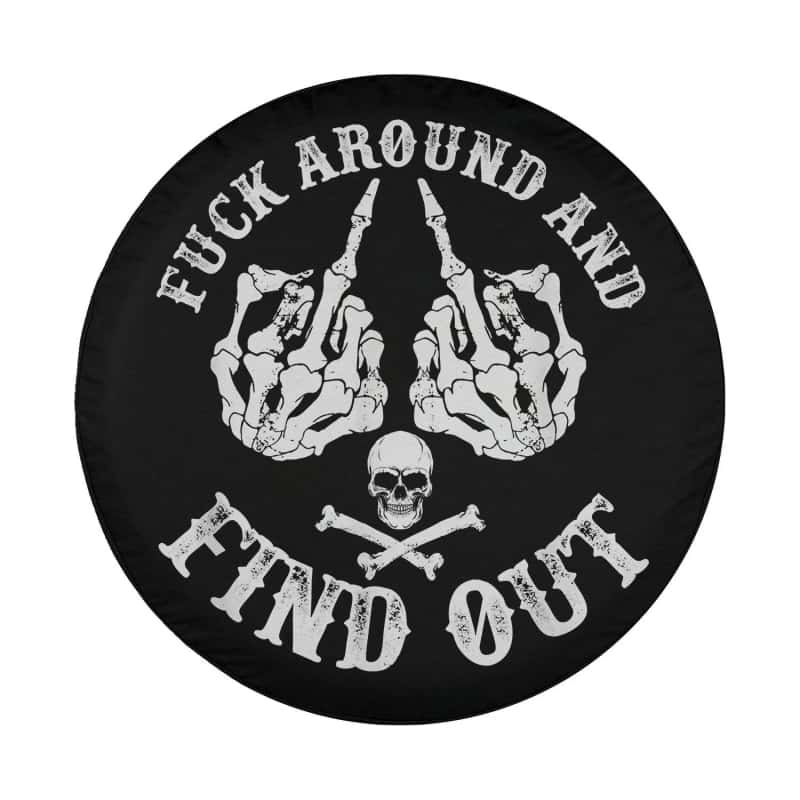 Load image into Gallery viewer, Fuck-Around And Find-Out Skeleton Mid-Finger-Hand Spare Tire Cover Thickening Leather Universal
