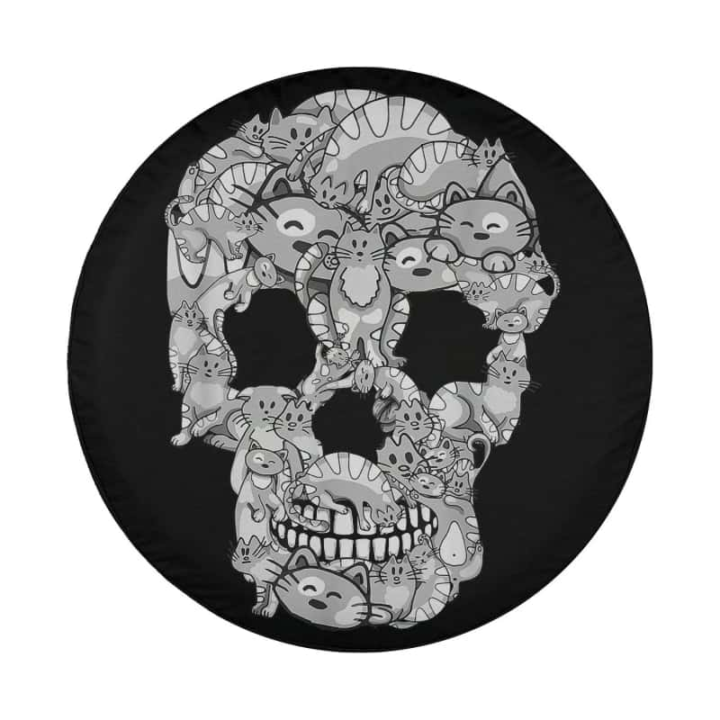 Load image into Gallery viewer, Cat Skull Kitty Skeleton Halloween Costume Cat Lover Spare Tire Cover Thickening Leather Universal
