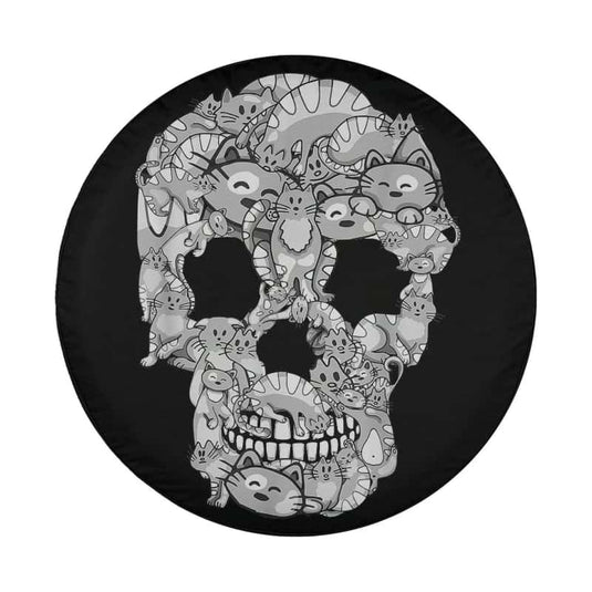 Cat Skull Kitty Skeleton Halloween Costume Cat Lover Spare Tire Cover Thickening Leather Universal