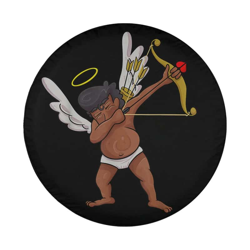 Load image into Gallery viewer, Black Dabbing Cupid African American Valentines Day Spare Tire Cover Thickening Leather Universal
